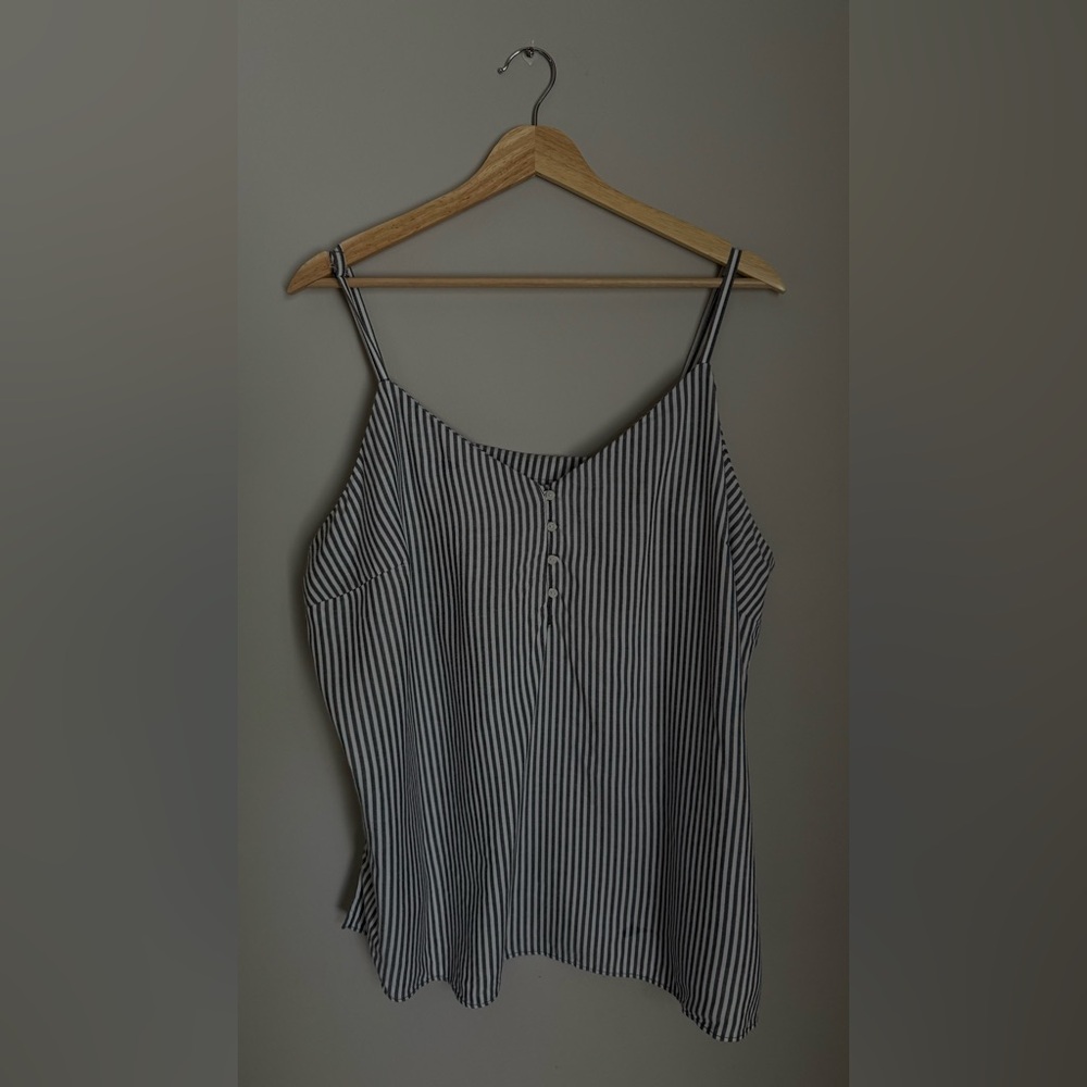 Old Navy Navy and White Striped Spaghetti Strap Camisole XL Tall